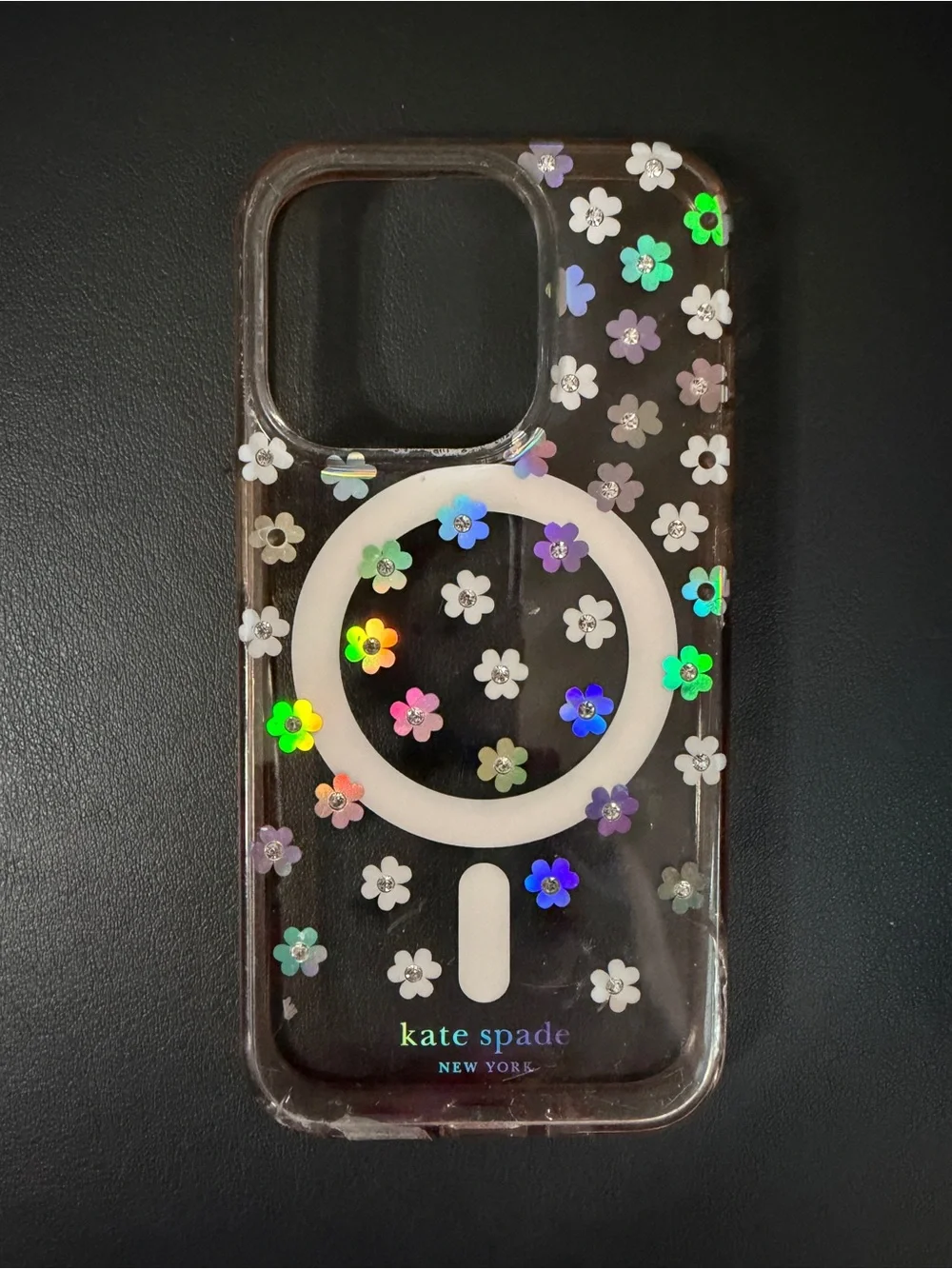 iPhone 15 Pro, kate spade, Clear MagSafe iPhone Case, Holographic Floral